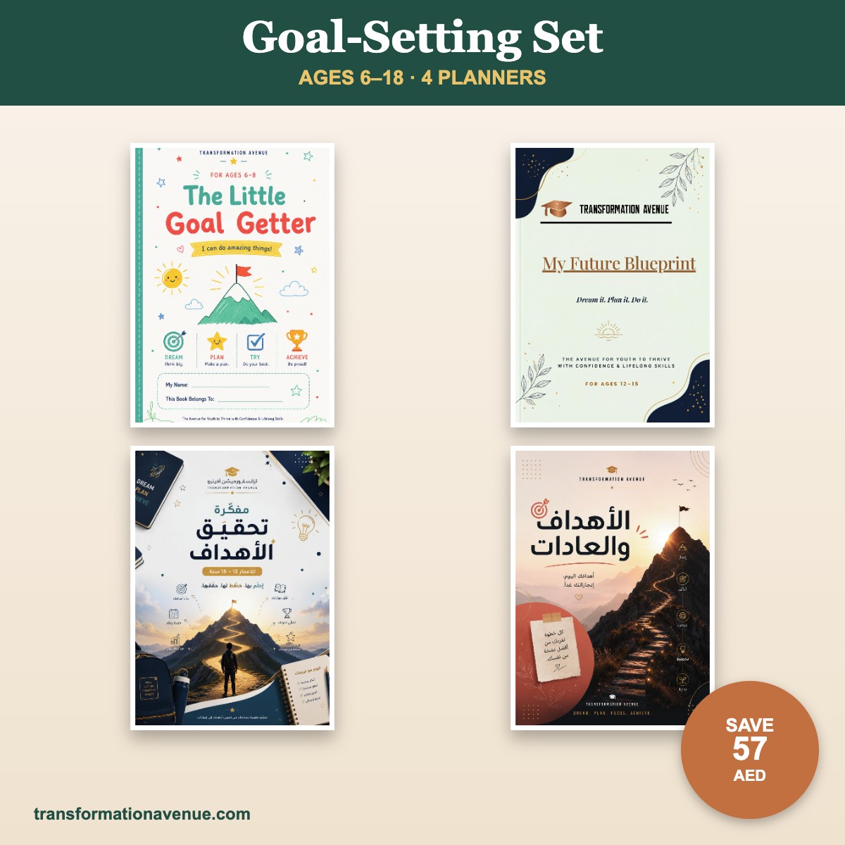 Bundle goal setting set — Transformation Avenue printable for kids and teens